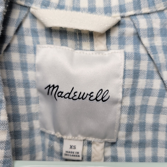 Madewell 100% Linen Oversized Collarless Gingham Blazer Size XS - Picture 10 of 11